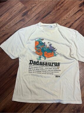 Vintage Dadasaurus 1986 Cliff Galbraith Art Funny Graphic 80s White Tee Size L